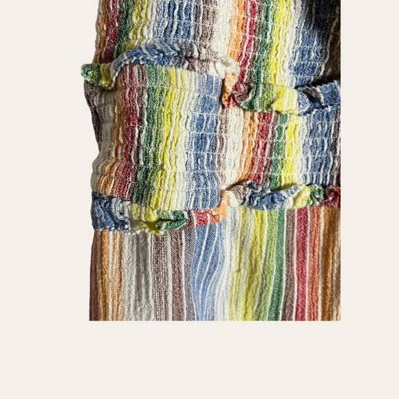 Saylor Alma Rainbow Striped Ruffled V-Neck Sleeveless Mini Dress Size L - Picture 9 of 15